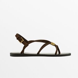 Massimo Dutti NWT strappy sandals with metal detail